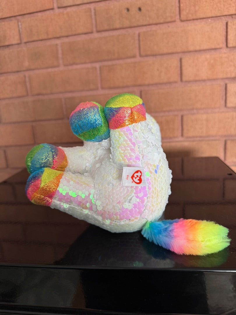 Rainbow iridescent Ty Flipable Pixy the Unicorn Flipables by Ty, 11”