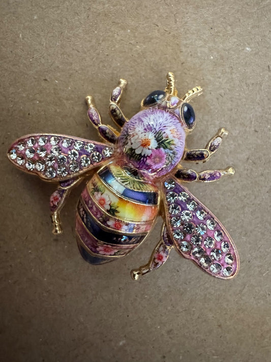 Bee with flower design brooch