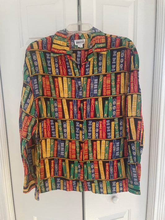 Vintage book button-up blouse