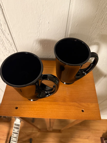 Black Indiana Glass Pair of Indiana Glass Horn Steins, 5 3/4” tall, 5 1/2” wide