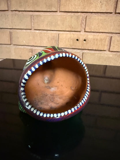 Multi  Mexican Pottery Fish, 6” wide, 3 1/2” tall