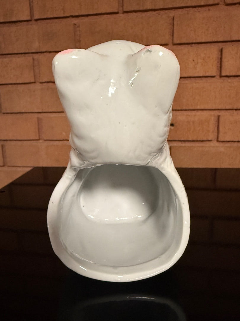 White  Cat with Kitten Planter, 6” tall, 6” wide