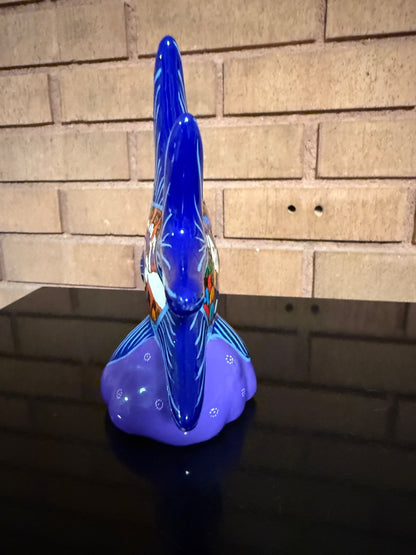 Multi  Colorful Mexican Pottery Angel Fish, 6 3:4” tall, 5 1/2” long