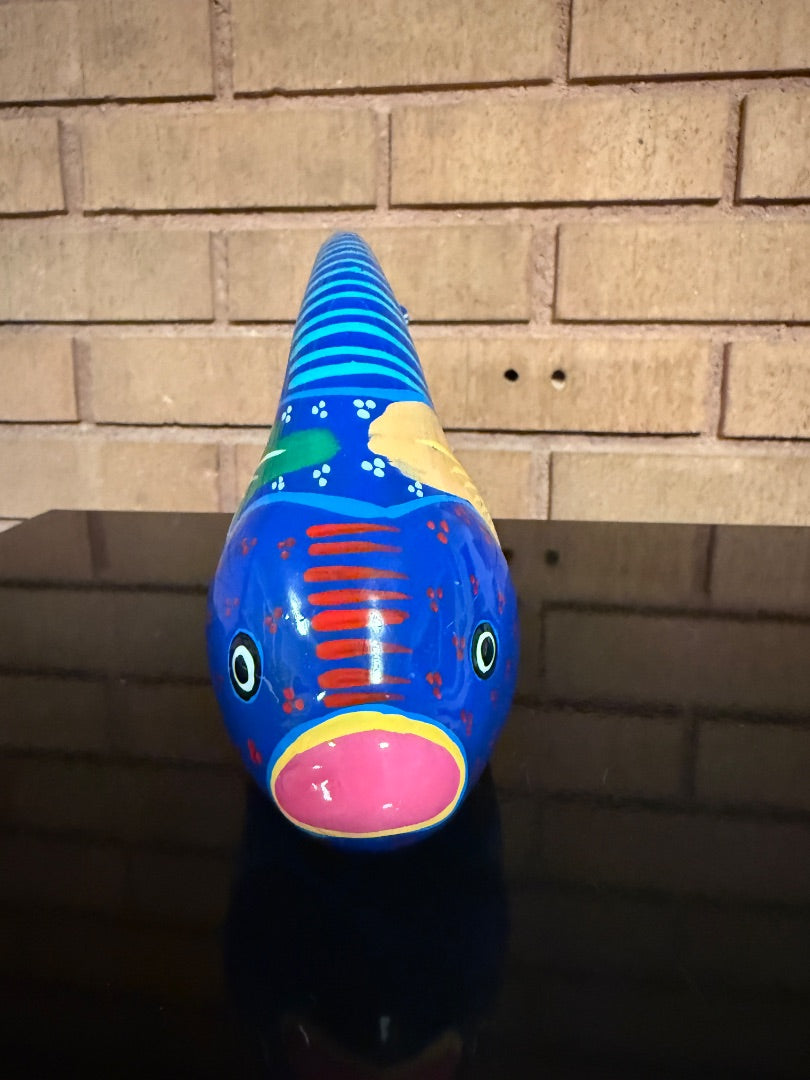 Multi  Colorful Mexican Pottery Fish, 5” tall, 7” wide