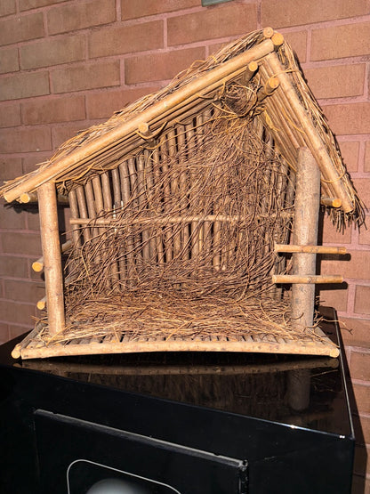 Brown  Nativity Manger Stable Only, 15” tall, 17” across
