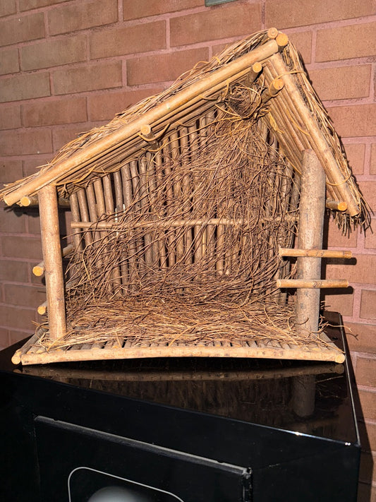 Brown  Nativity Manger Stable Only, 15” tall, 17” across