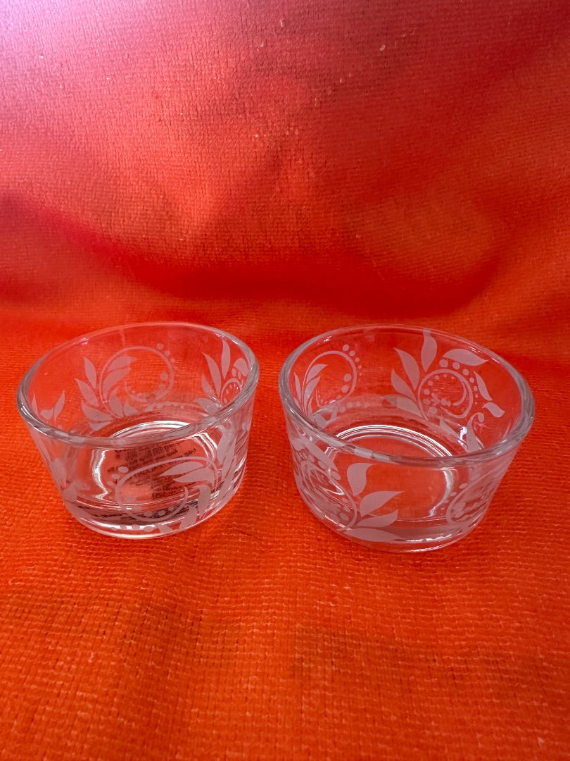 Etched Tea light or Votive holders, 2 1/2 W x 1 1/2 H