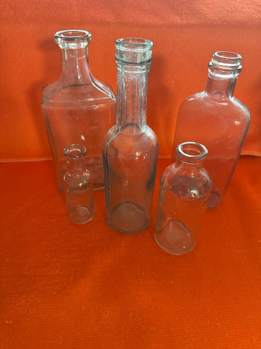 Vintage Glass Medicine Bottles (Lot), From 2"H - 5"H