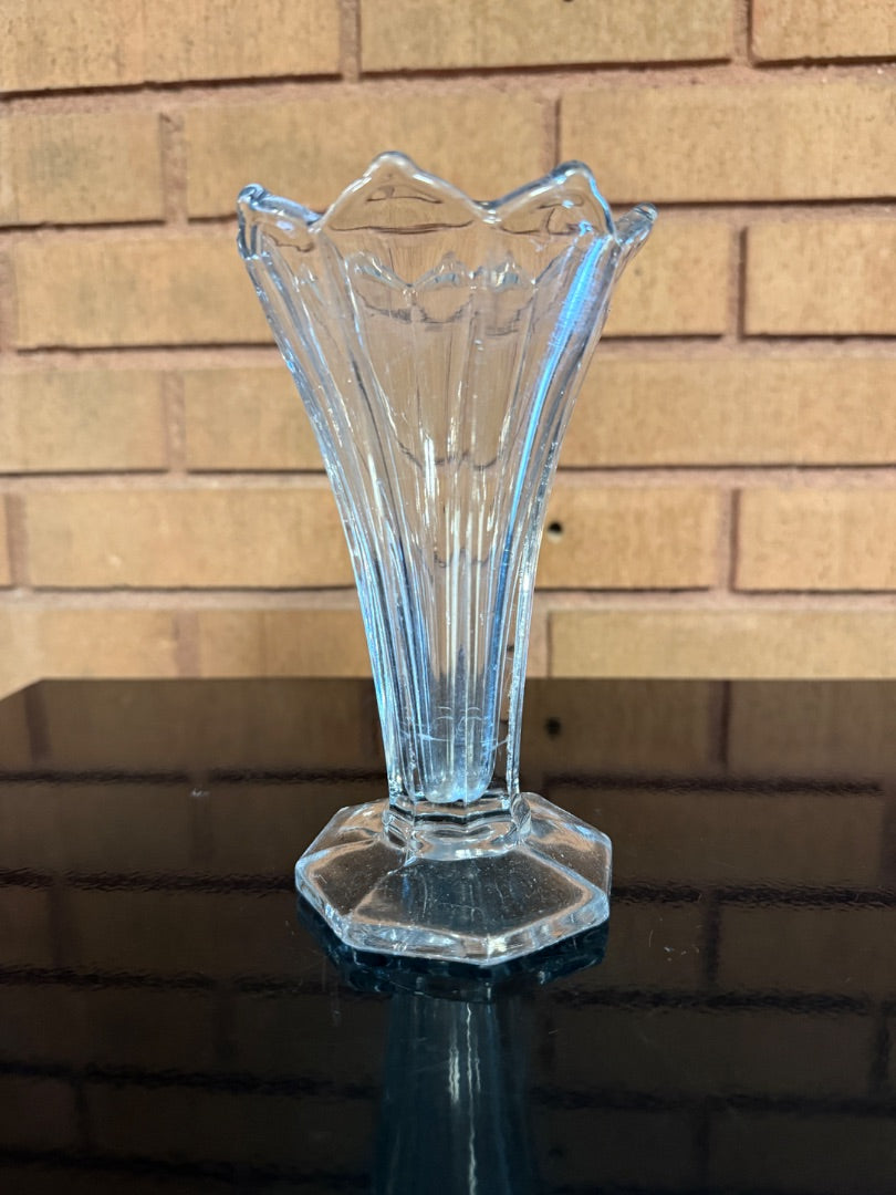 Clear  Art Deco Tulip Shaped Vase