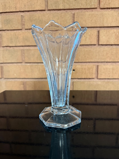 Clear  Art Deco Tulip Shaped Vase