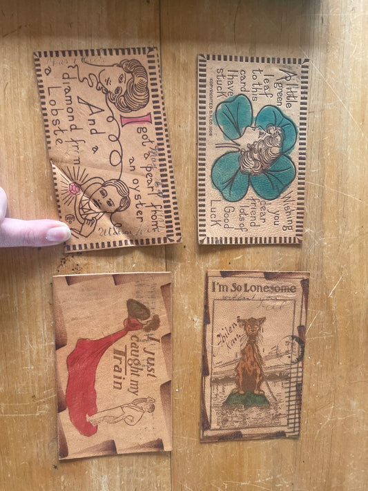 Antique leather postcard