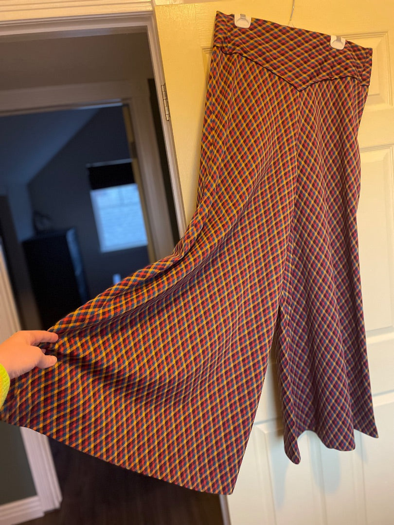 Vintage 70s plaid wide-leg bellbottoms