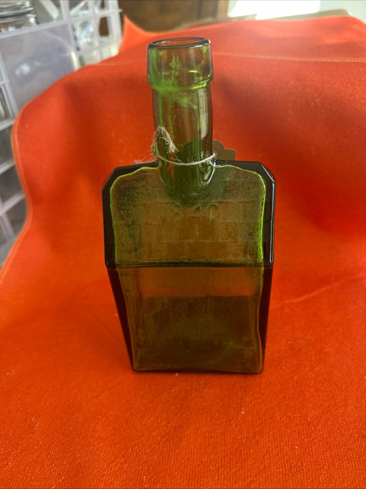 Vintage Green Medicine Bottle, 8 1/2”