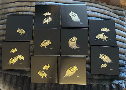 10 Wajima Lacquerware Turtle Coasters Shibagaki Zensuke, 10 x 5 x 4
