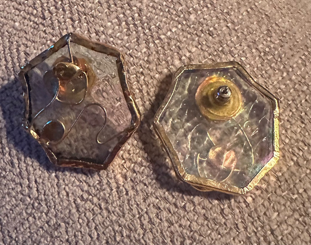 Handmade lead crystal and gold posted earrings