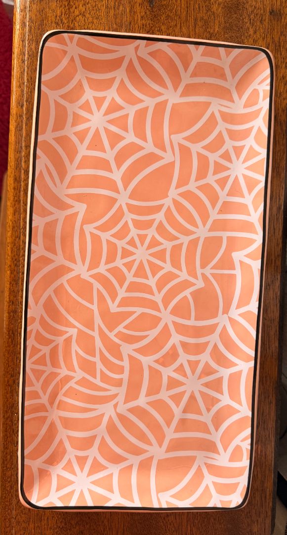 Peach Spiderweb Serving Tray