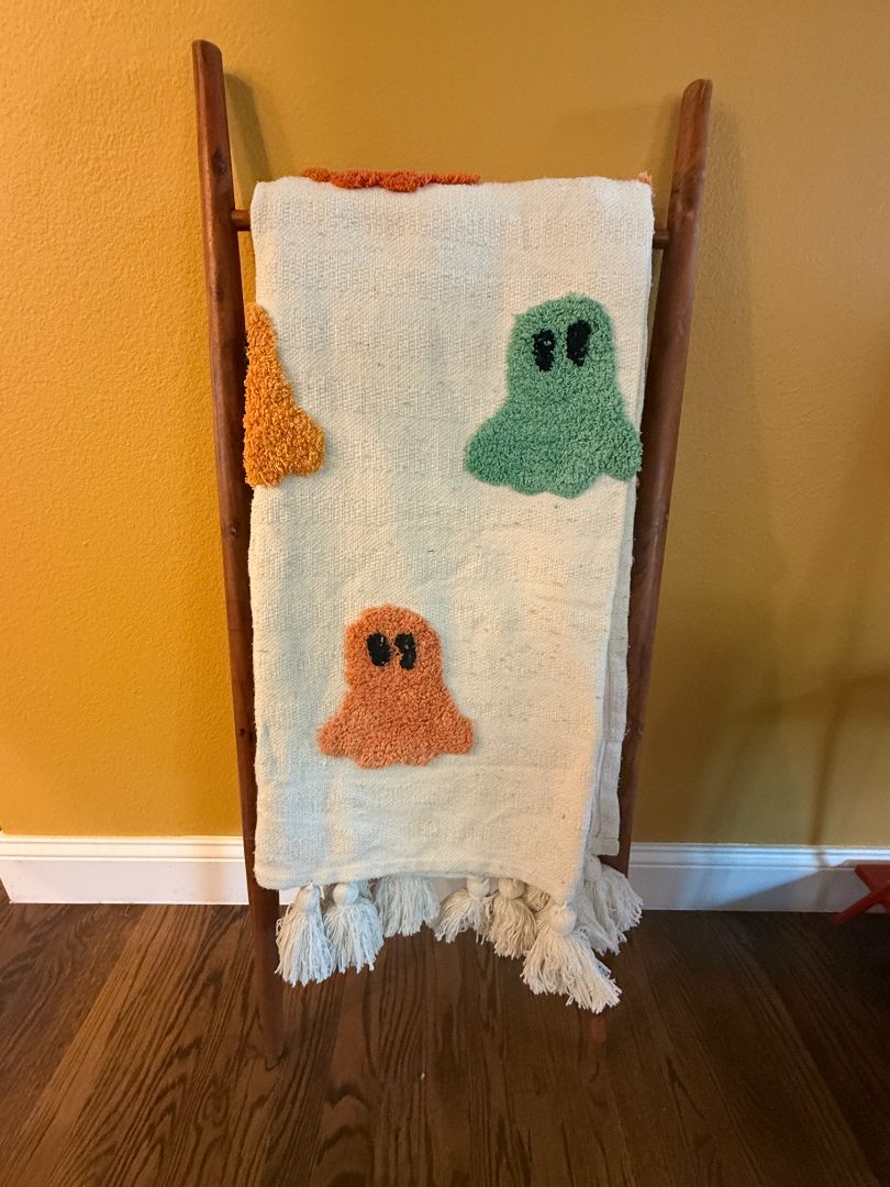 Peach Orange Teal Ghost Blanket