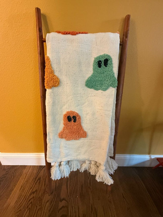 Peach Orange Teal Ghost Blanket