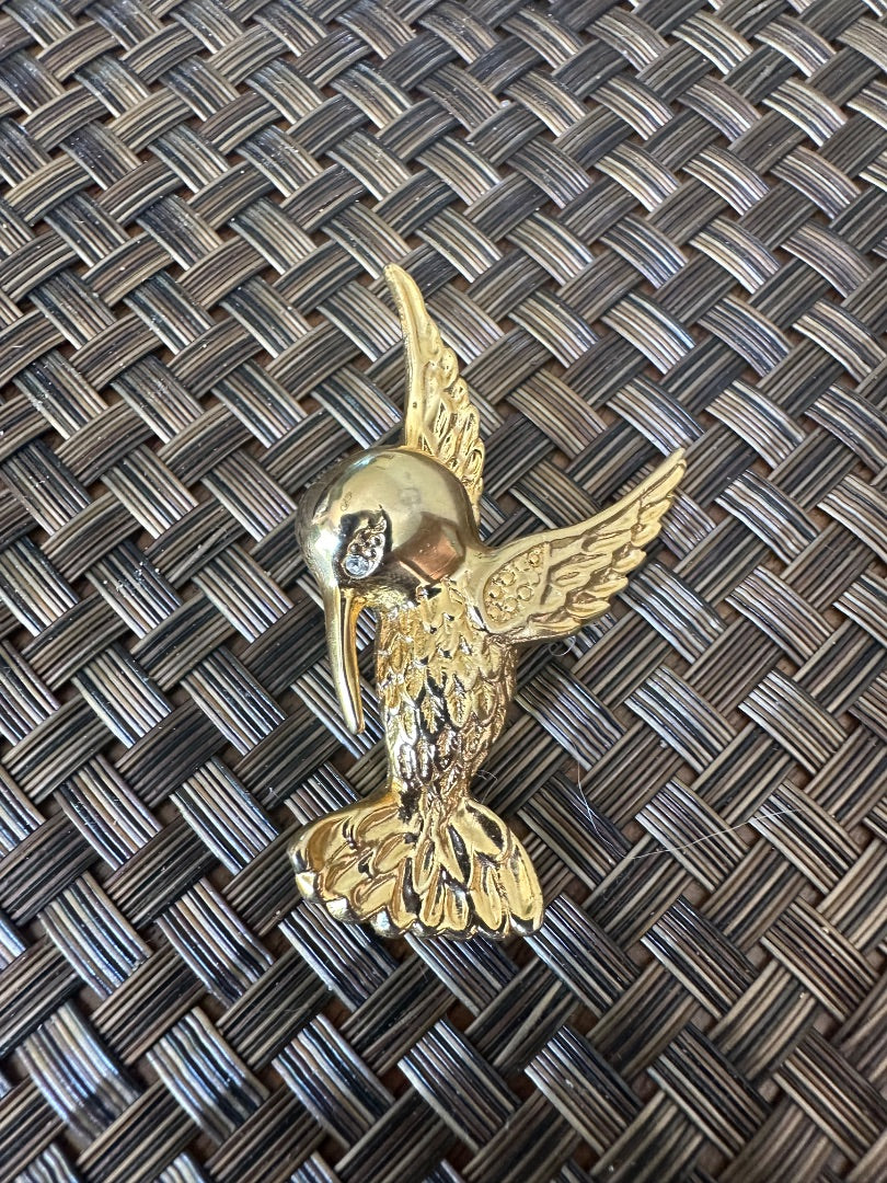 Hummingbird brooch, gold tone
