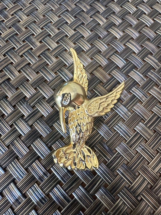 Hummingbird brooch, gold tone