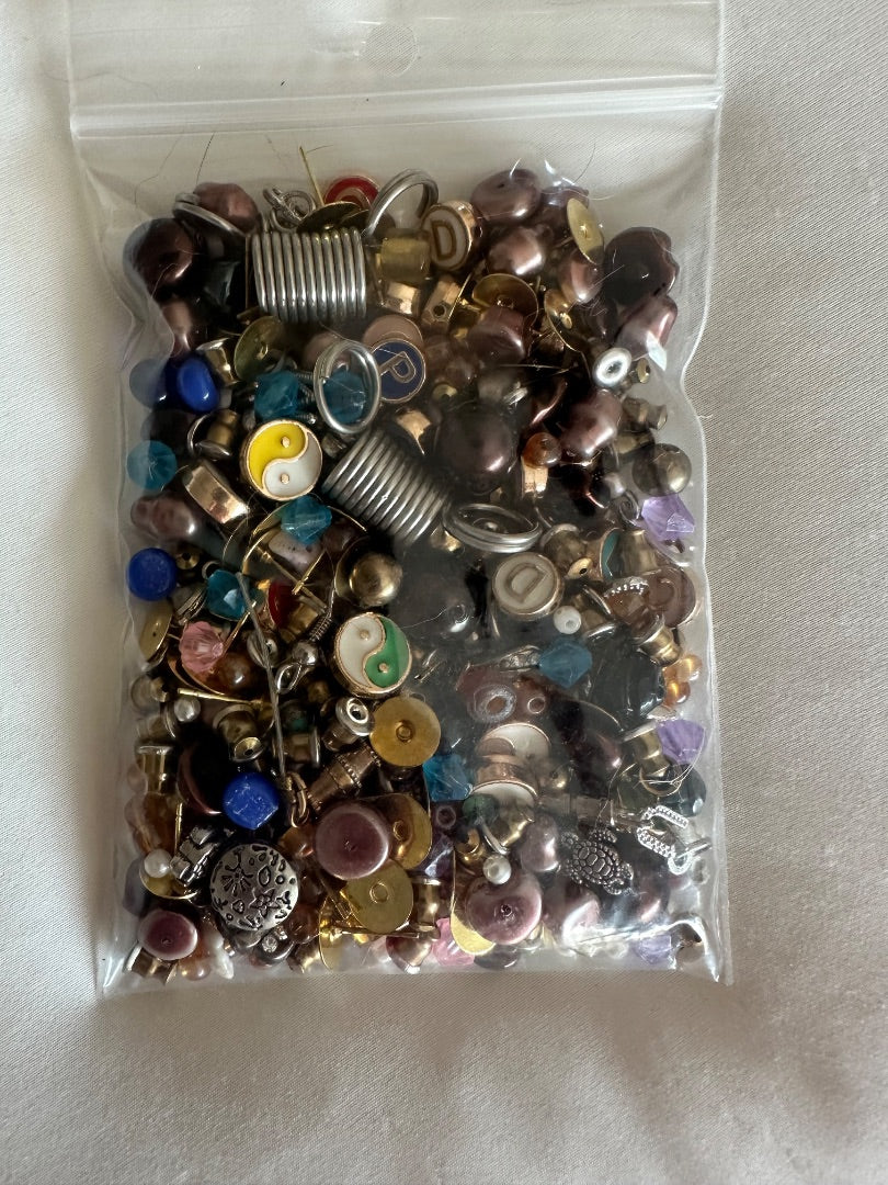 Assorted charms and jewelry connectors back for earrings, etc.
