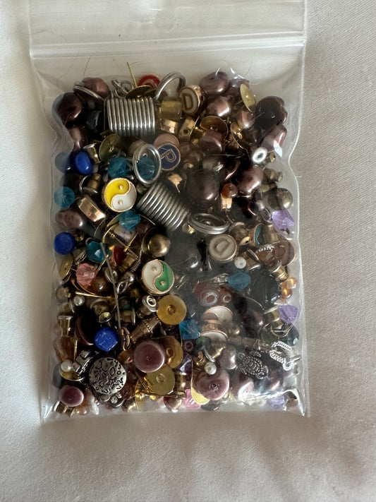 Assorted charms and jewelry connectors back for earrings, etc.