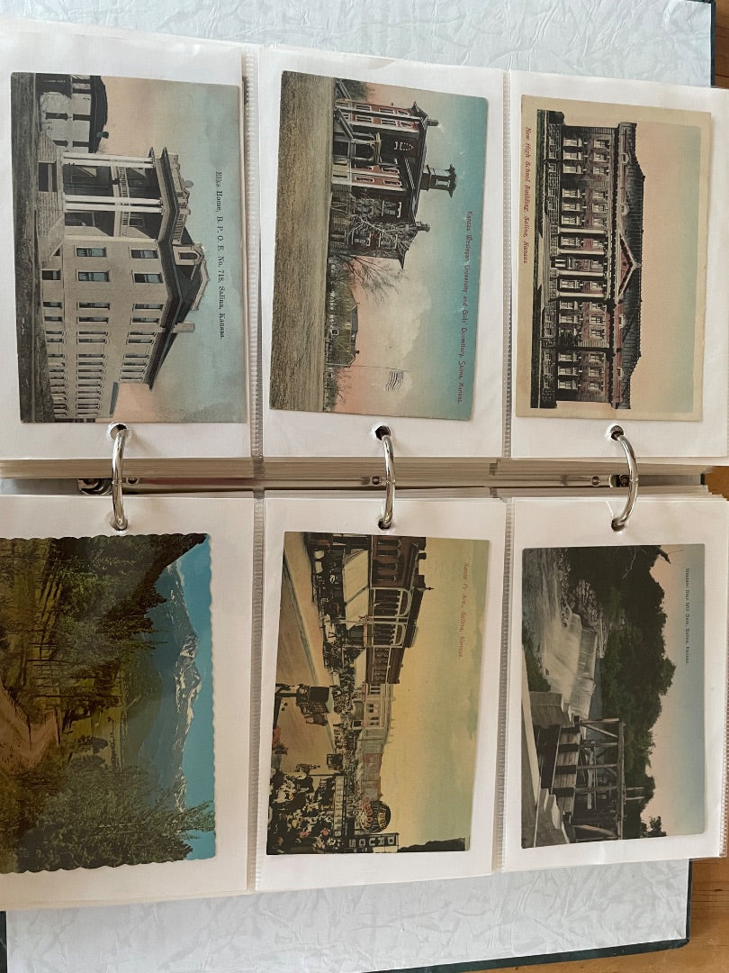 Album of vintage travel postcards