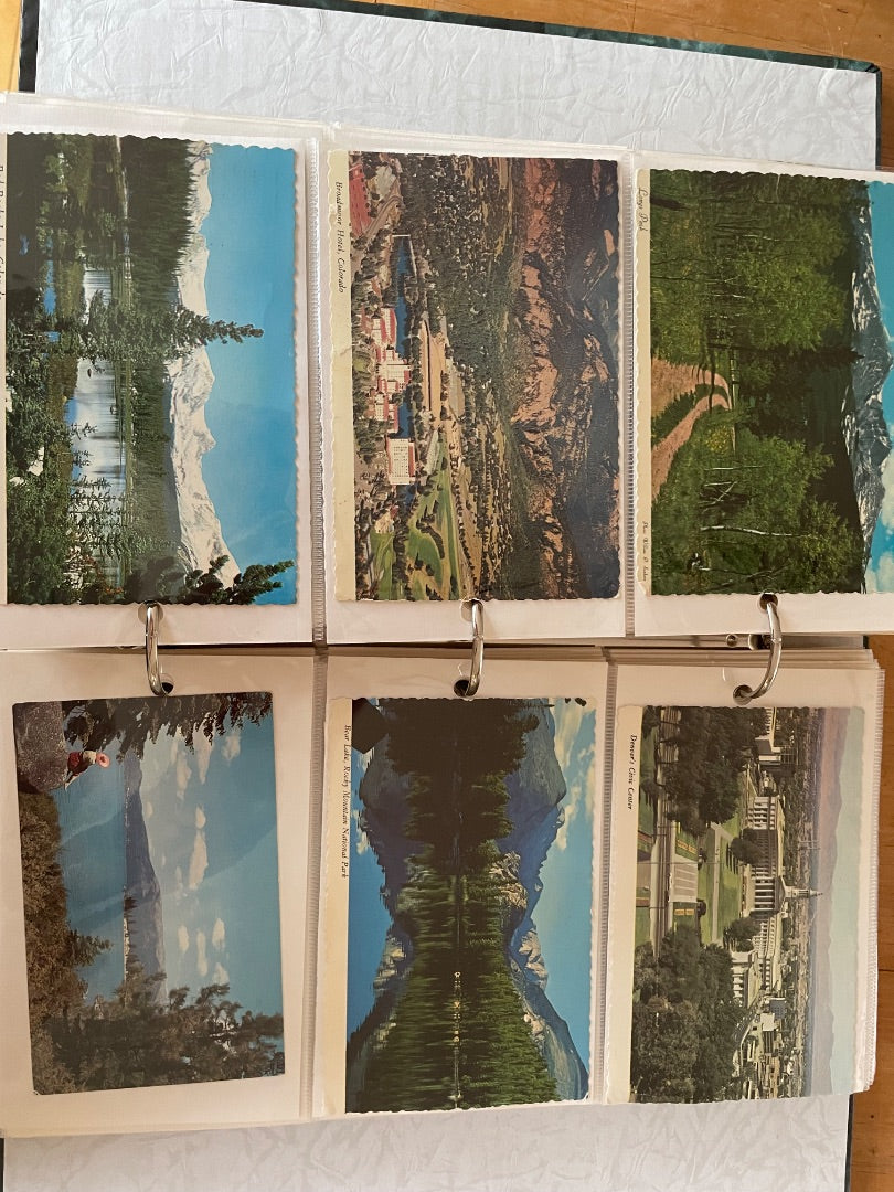 Album of vintage travel postcards