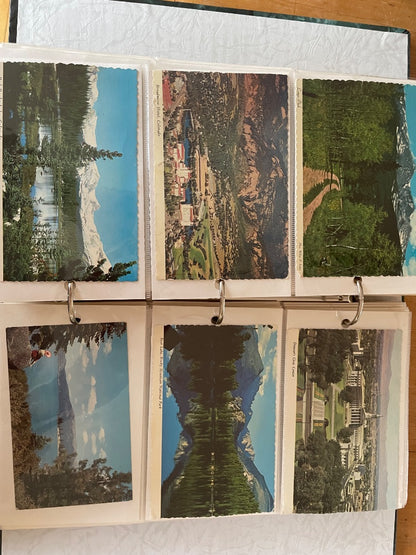 Album of vintage travel postcards