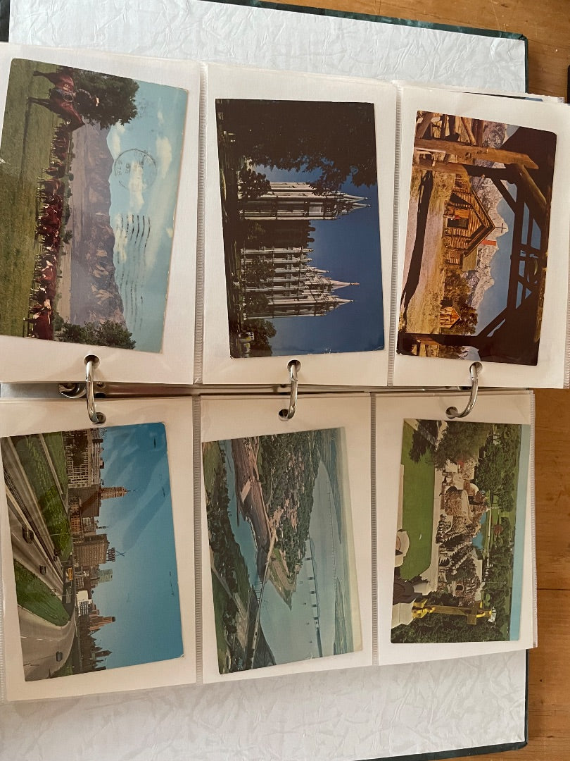 Album of vintage travel postcards
