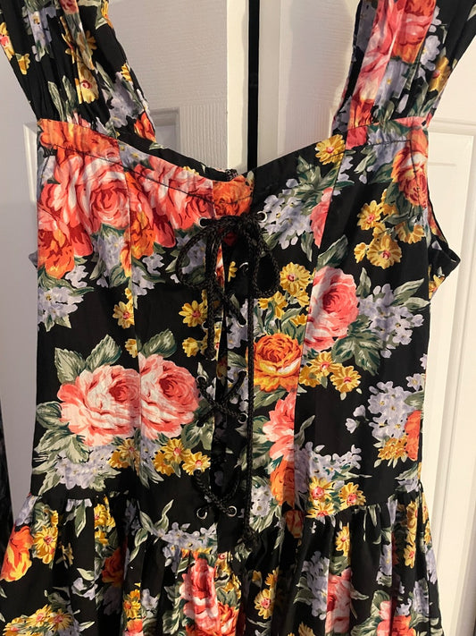 Vintage 90s floral dress with corset front