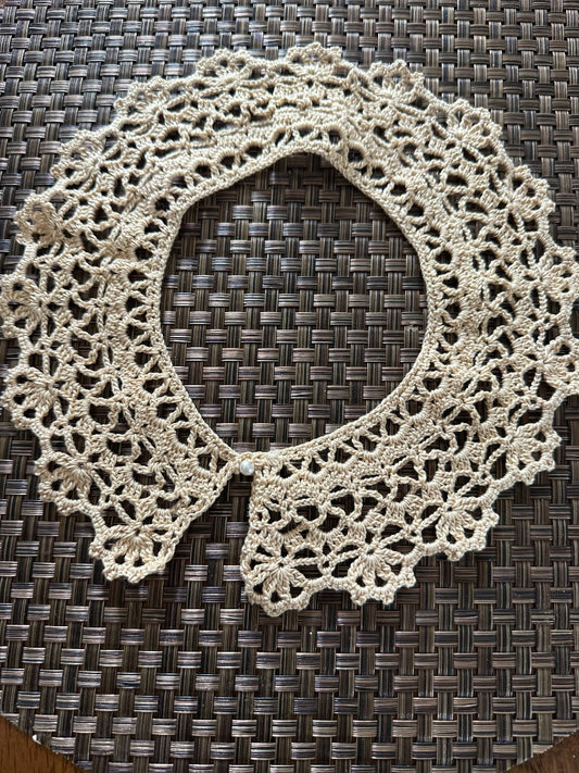 Antique vintage, crocheted, hat, and dress collar, One size fits all