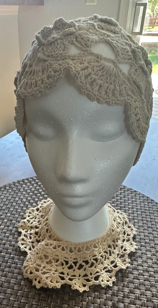 Crocheted hat and accent crocheted collar sold together