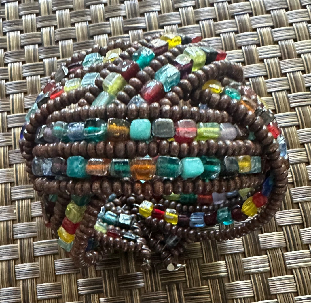 Multicolored beaded wraparound bracelet