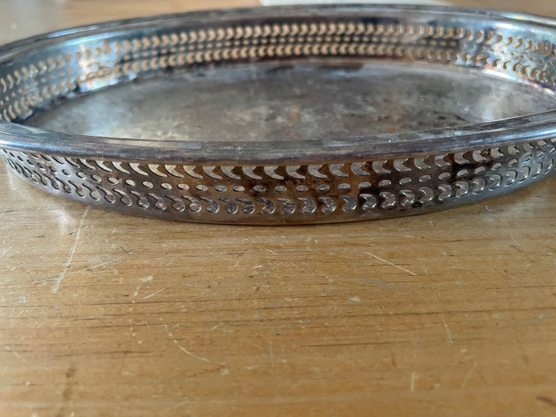 Vintage silver-plated etched tray
