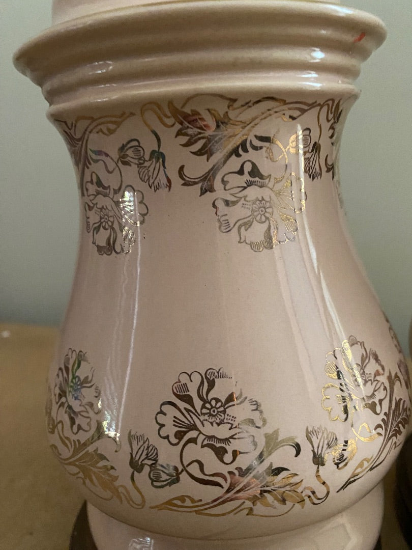 Pink Italy Gold Embellished Lamps, 17”