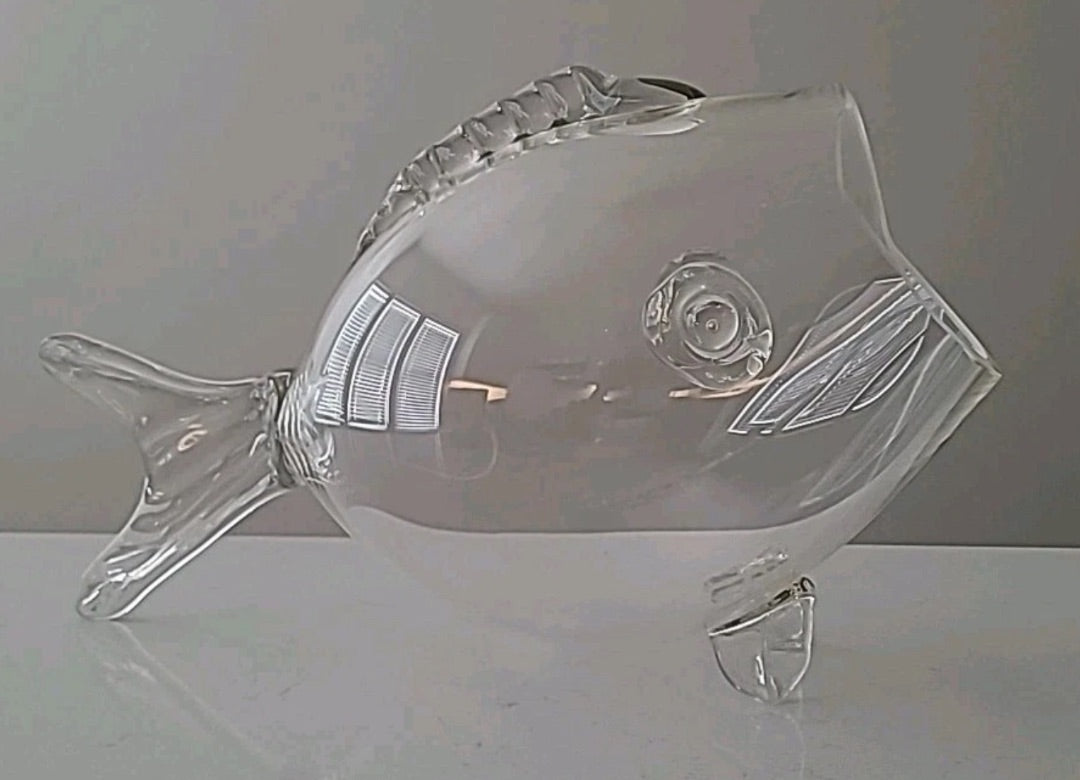 Clear Blenko Blenko Fish Vase, 13.5”