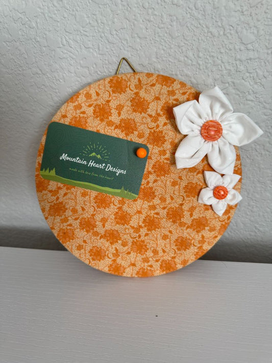 Orange and white  Bulletin Board, 7" Round