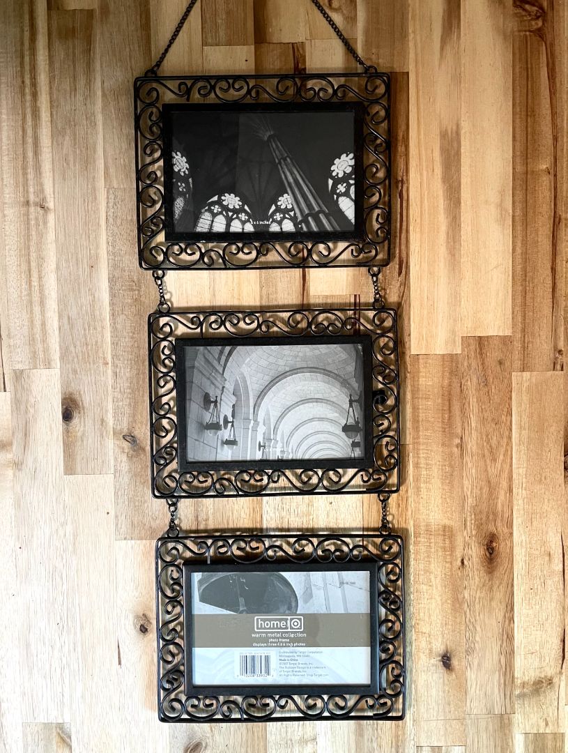 Black  Decorative Metal Triple Photo Frame, 4" x 6"