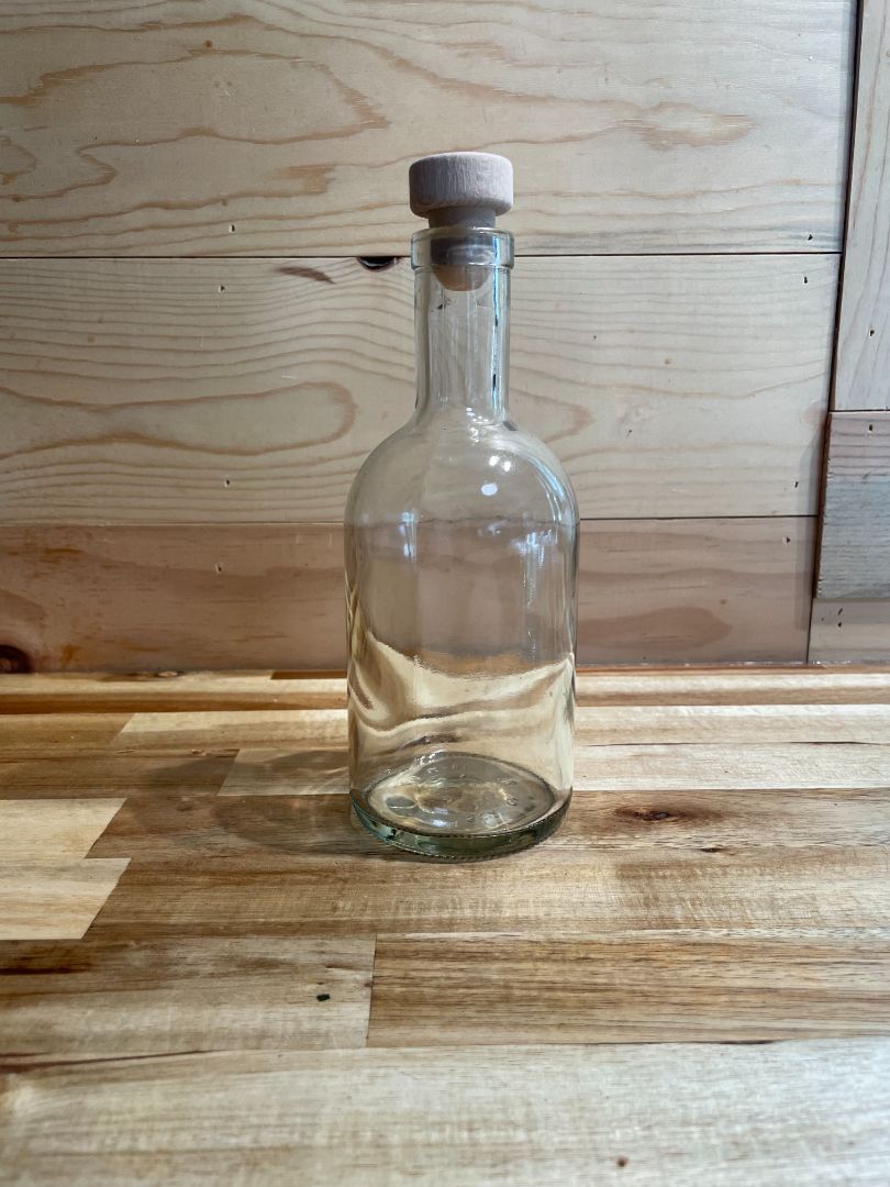 Clear w/Wooden Cork  Bottle w/Cork, 3" (w) x 8" (t)
