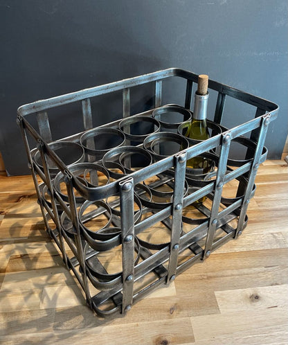 Metal  Industrial Wine Crate, 12" (t) x 12" (w) x 16" (d)