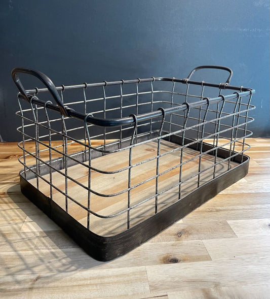 Metal and Wood  Industrial Crate, 11" (w) x 17" (l) x 8" (d)