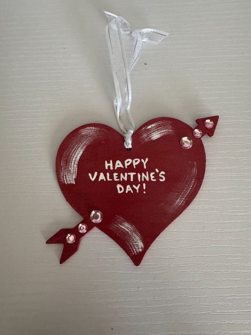 Red and white  Valentine's Day Ornament, 3 3/4"