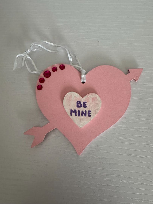 Pink and white  Valentine's Day Ornament, 3 3/4"
