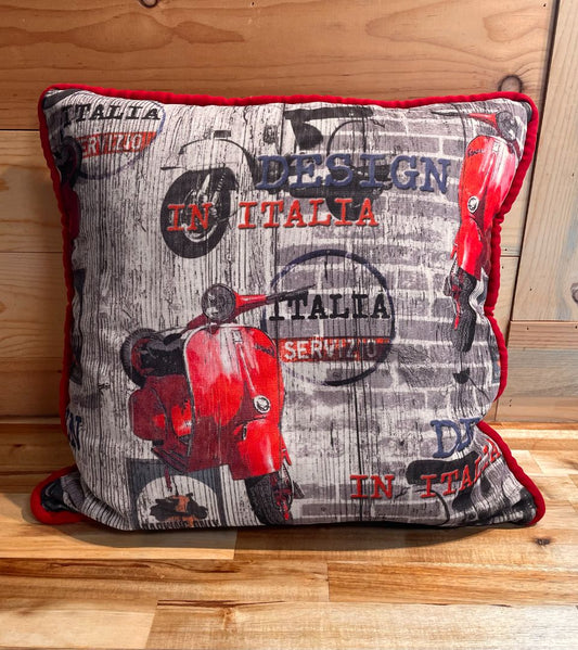 Vespa Scooter Throw Pillow, 18" x 18"