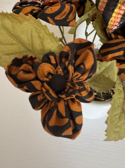 White, brown and black  Upcycled hand made flower bouquets, 7" high x 7" wide