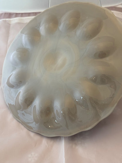 marble Mosser Glass Egg Platter Tidbit, 7 1/2" x 9"