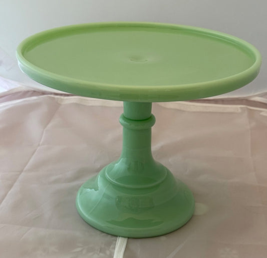 Jadite / Green Mosser Glass Jadite Cake Stand, 7 1/2" x 9"