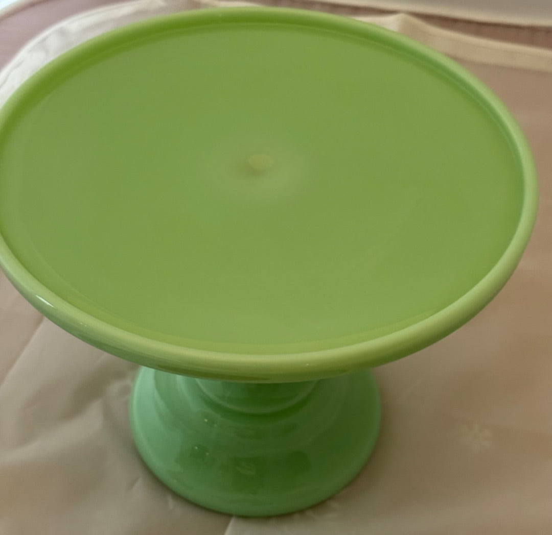 Jadite / Green Mosser Glass Jadite Cake Stand, 7 1/2" x 9"