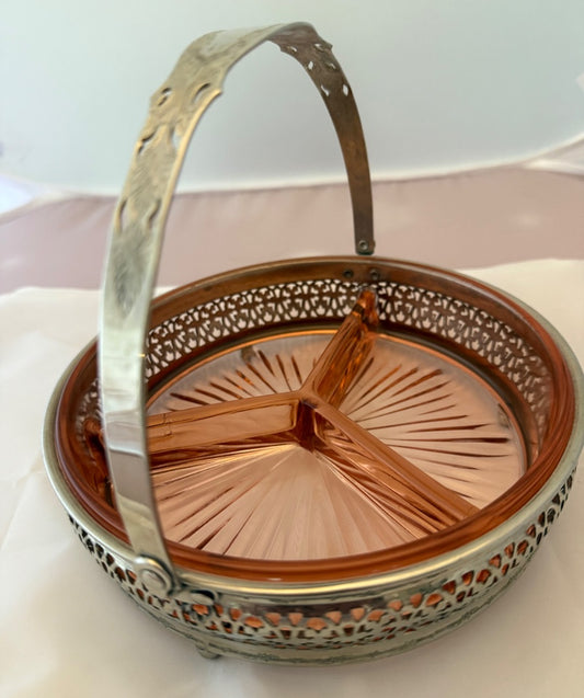 Pink Depression Glass Pink depression relish dish, 6 3/4